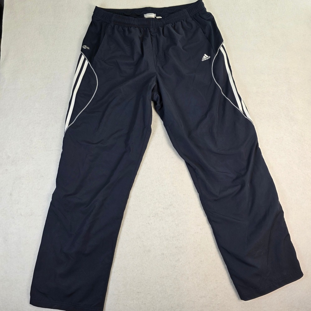 Adidas Mens XL Track Pants Navy Blue Excellent ClimaCool Mesh Lined Ankle Zip